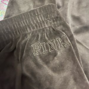 VS Pink Black Velour Joggers